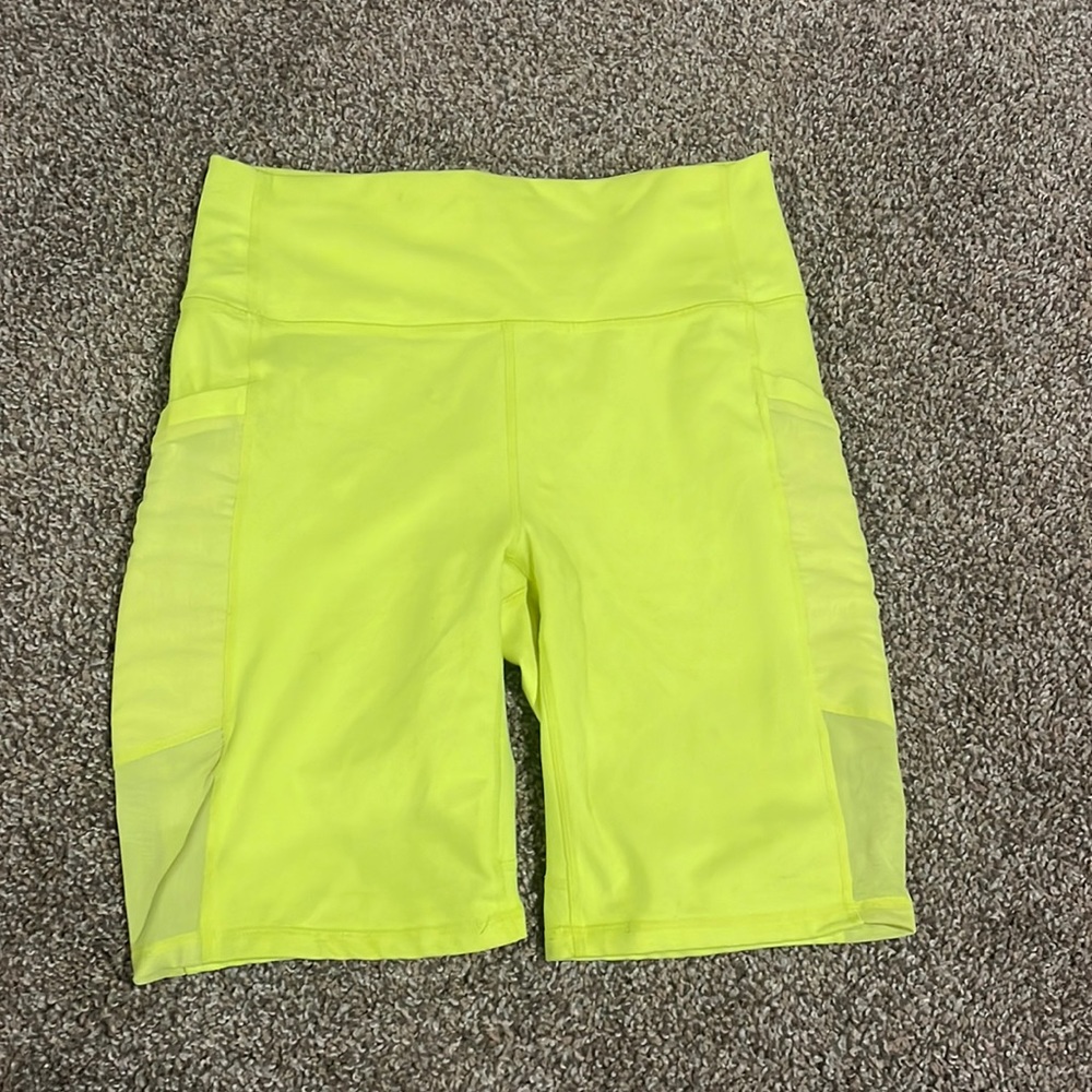 Fabletics Powerhold Neon Bike Shorts Medium